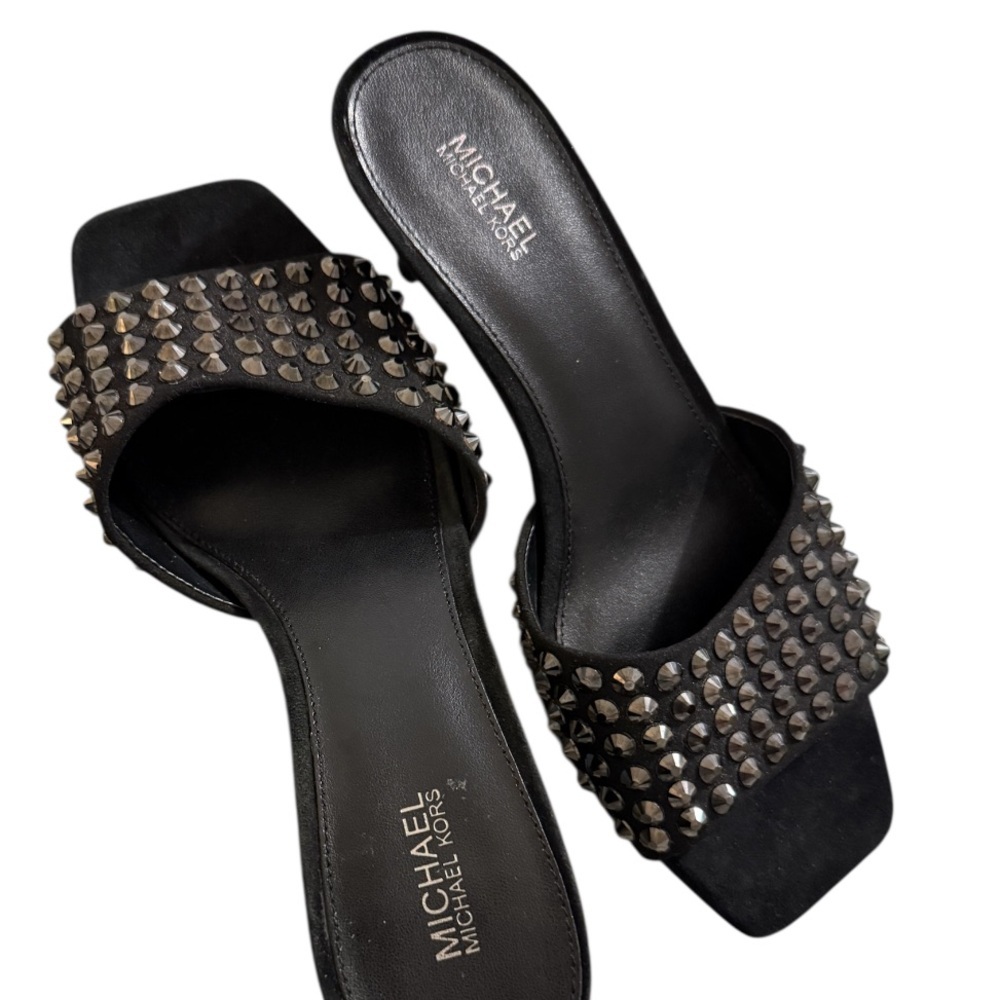 Michael Kors Black Studded Mules - Picture 4 of 5